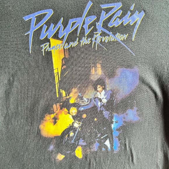Prince Purple Rain Graphic T-Shirt Black Unisex Size M Cotton - Picture 2 of 3